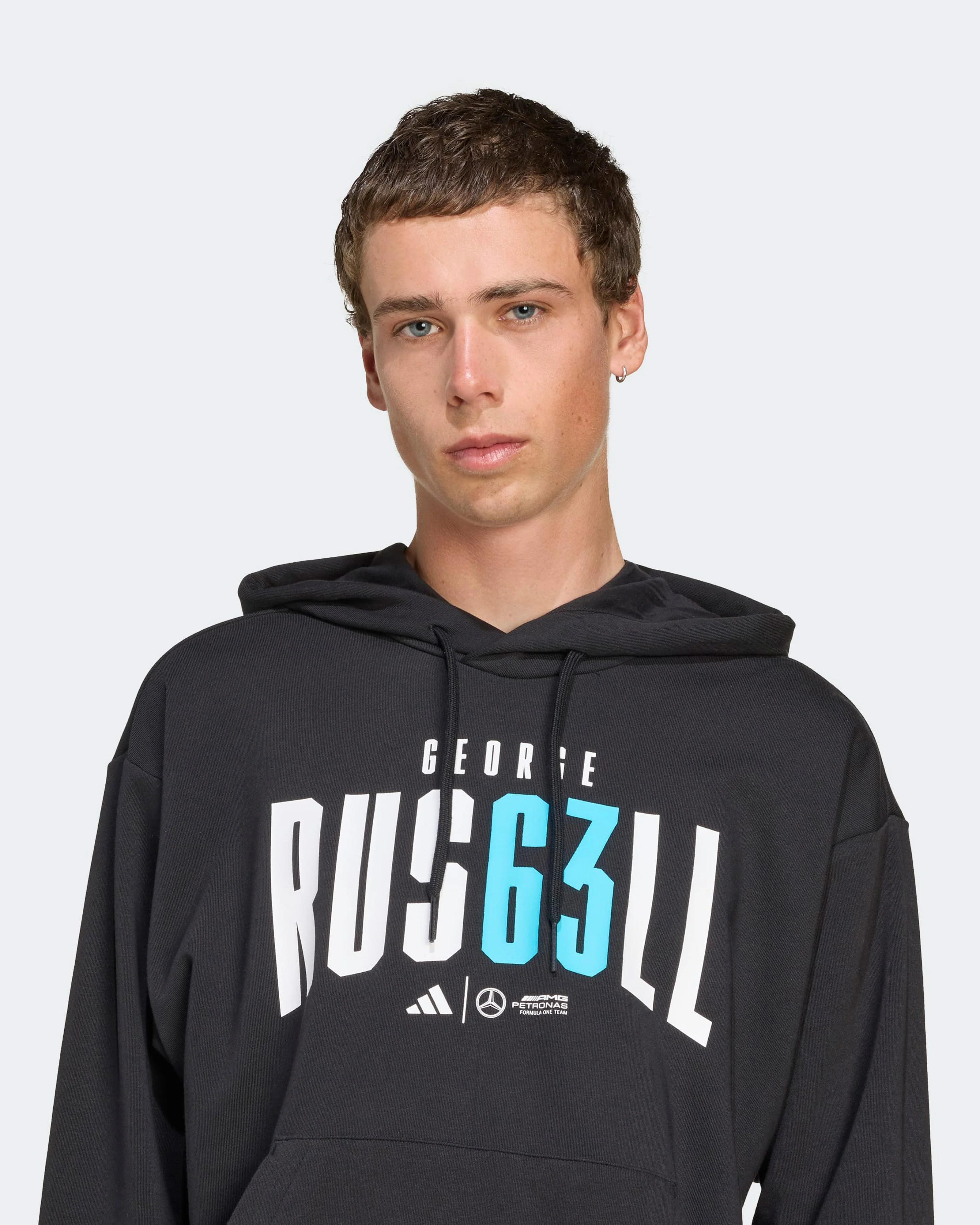 Mens George Russell Hoody Black - Image 4