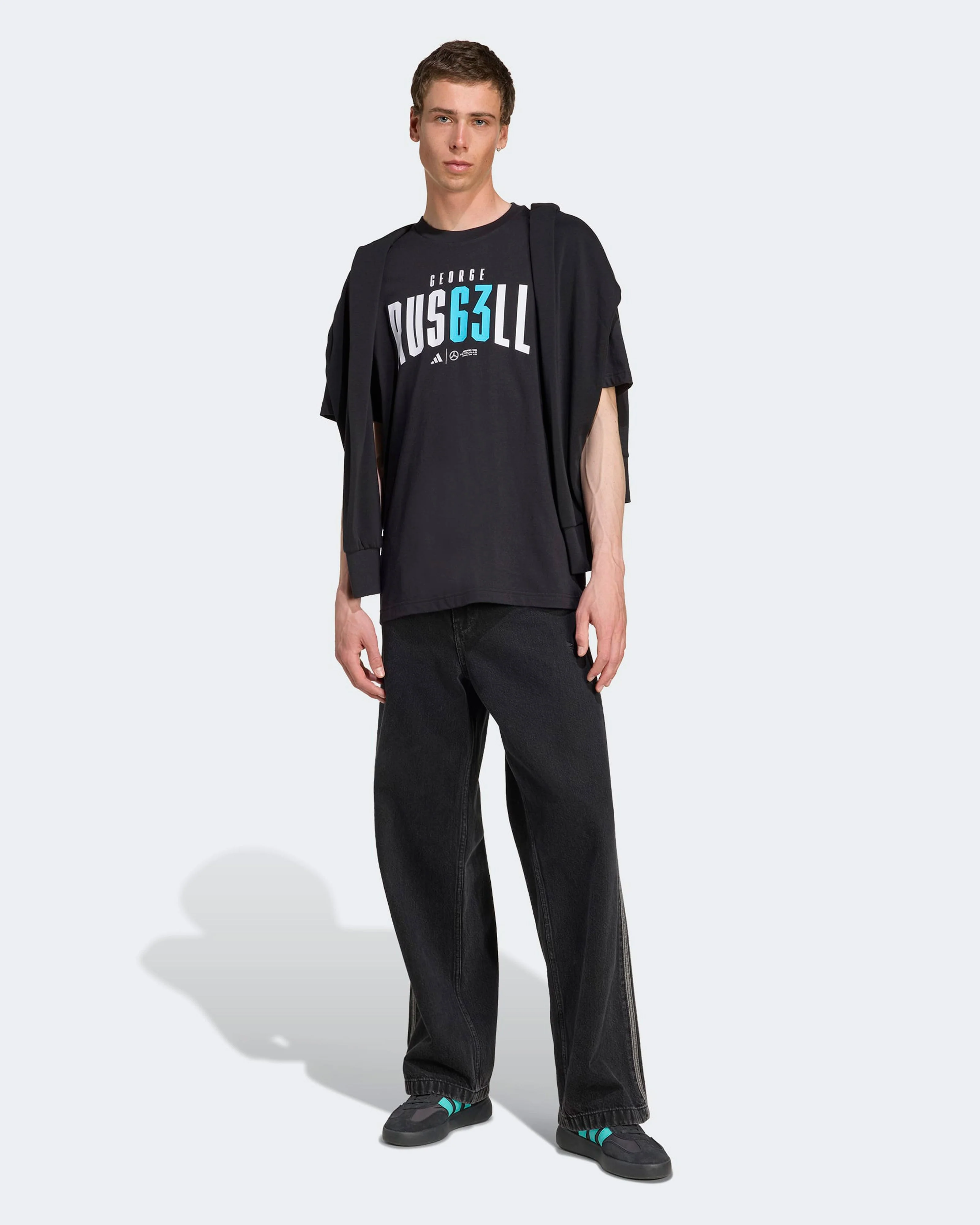 Mens George Russell T-shirt Black - Image 3