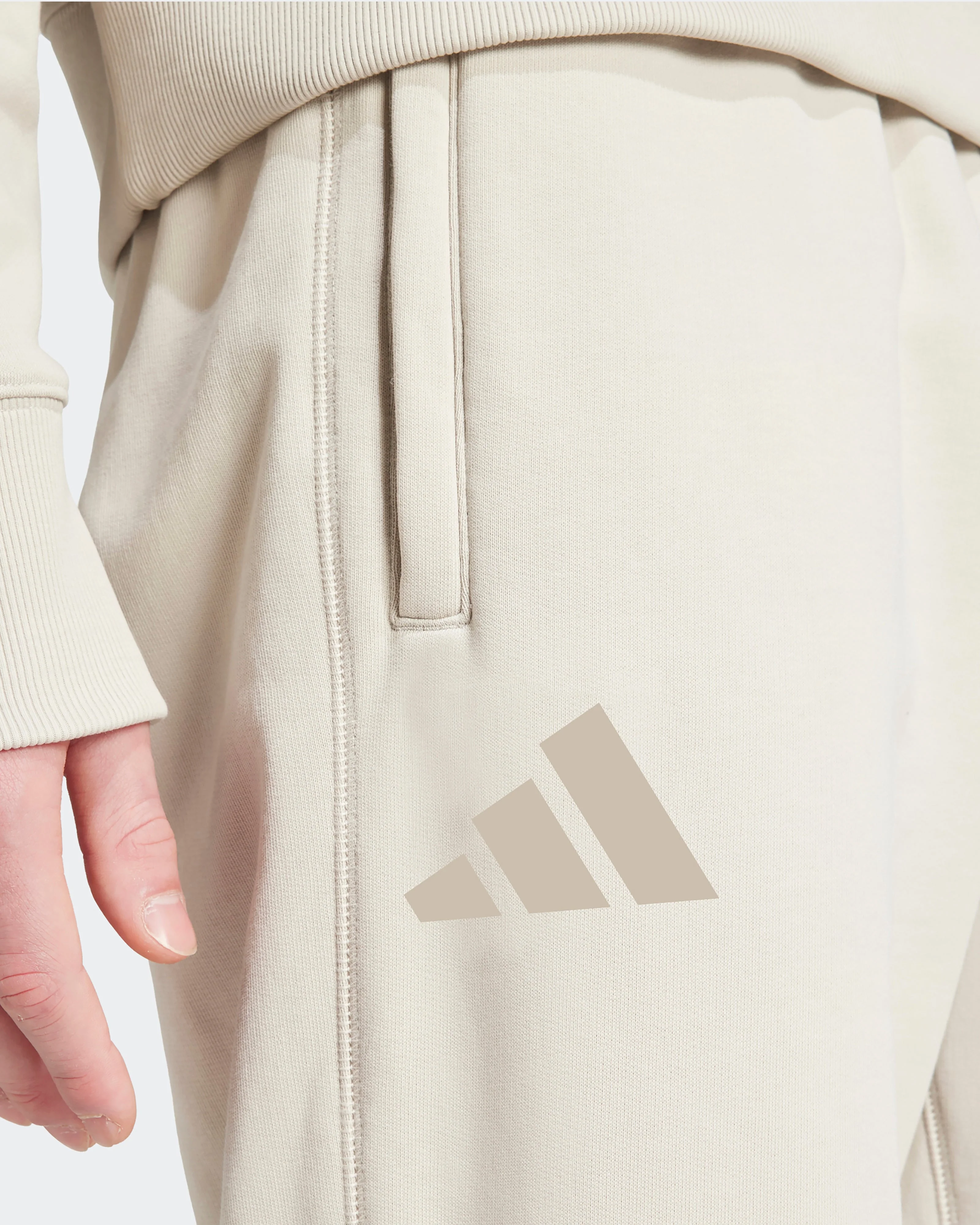 Mens Premium Sweat Joggers Beige - Image 4