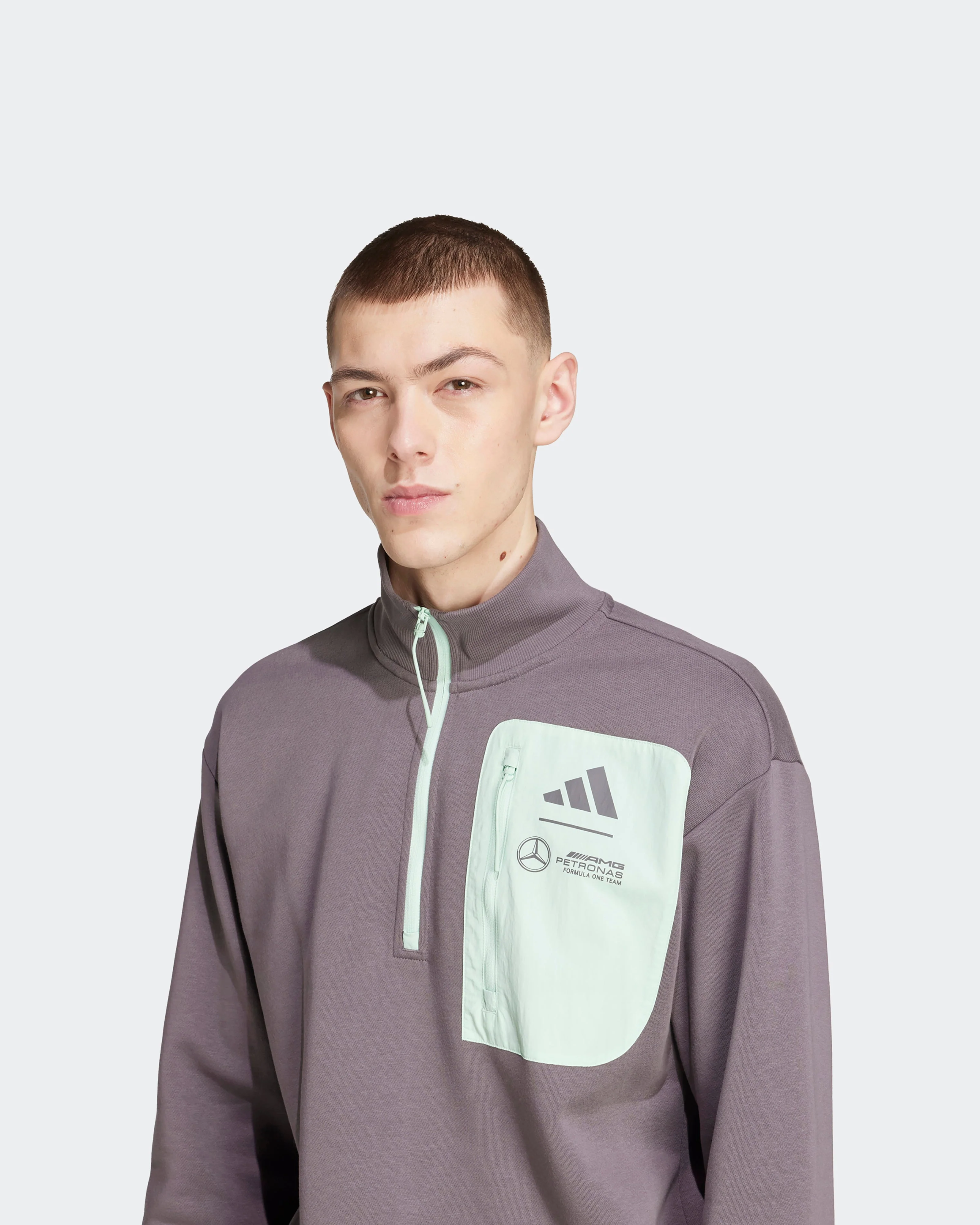 Mens Premium Woven Fleece Top Grey - Image 5